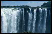 Zimbabwe, Victoria Falls, Main falls in low water during October.