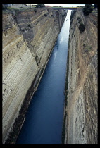 Greece, Peloponnese, Corinth Canal, View along the canaL.