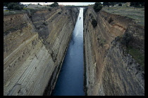 Greece, Peloponnese, Corinth Canal, View along the canal.
