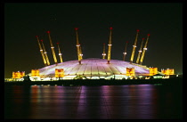 England, London, The Millennium Dome illuminated at night.