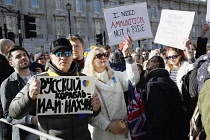 England, London, People protesting against the Russian invasion of Ukraine.