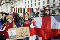 England, London, People protesting against the Russian invasion of Ukraine.