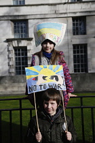 England, London, People protesting against the Russian invasion of Ukraine.