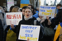 England, London, People protesting against the Russian invasion of Ukraine.