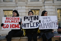 England, London, People protesting against the Russian invasion of Ukraine.