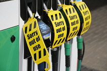 England, Fuel pumps out of use due to fuel shortages.