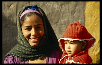 Egypt, People, Coptic woman and child.
