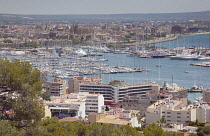 Spain, Balearic Islands, Majorca, Palma de Mallorca, View toward the Cathedral from Castle Bellver.