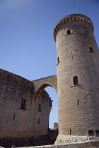 Spain, Balearic Islands, Majorca, Palma de Mallorca, Castle Bellver, Stone built Gothic-style fort now a museum and tourist attraction.