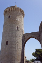 Spain, Balearic Islands, Majorca, Palma de Mallorca, Castle Bellver, Stone built Gothic-style fort now a museum and tourist attraction.