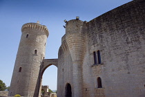 Spain, Balearic Islands, Majorca, Palma de Mallorca, Castle Bellver, Stone built Gothic-style fort now a museum and tourist attraction.
