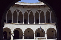 Spain, Balearic Islands, Majorca, Palma de Mallorca, Castle Bellver, Stone built Gothic-style fort now a museum and tourist attraction.