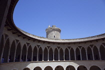 Spain, Balearic Islands, Majorca, Palma de Mallorca, Castle Bellver, Stone built Gothic-style fort now a museum and tourist attraction.