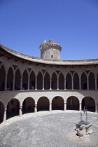 Spain, Balearic Islands, Majorca, Palma de Mallorca, Castle Bellver, Stone built Gothic-style fort now a museum and tourist attraction.