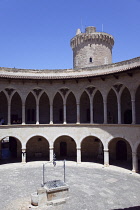 Spain, Balearic Islands, Majorca, Palma de Mallorca, Castle Bellver, Stone built Gothic-style fort now a museum and tourist attraction.