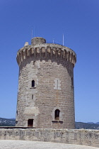 Spain, Balearic Islands, Majorca, Palma de Mallorca, Castle Bellver, Stone built Gothic-style fort now a museum and tourist attraction.