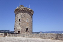 Spain, Balearic Islands, Majorca, Palma de Mallorca, Castle Bellver, Stone built Gothic-style fort now a museum and tourist attraction.