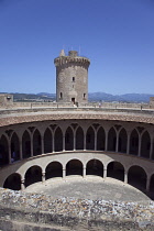 Spain, Balearic Islands, Majorca, Palma de Mallorca, Castle Bellver, Stone built Gothic-style fort now a museum and tourist attraction.