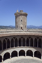 Spain, Balearic Islands, Majorca, Palma de Mallorca, Castle Bellver, Stone built Gothic-style fort now a museum and tourist attraction.