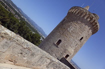 Spain, Balearic Islands, Majorca, Palma de Mallorca, Castle Bellver, Stone built Gothic-style fort now a museum and tourist attraction.