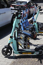 England, London,  Trafalgar Square, E-scooters for hire.