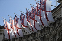 Admirality Arch, White Ensign flags flying.