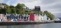 Scotland, Mull, Tobermory, Row of colourfully painted harbourside houses.