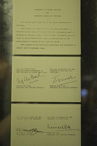 Vietnam, Hanoi, Ho Chi Minh Museum, Copy of Paris Peace Accord agreement on ending the war and restoring peace in Vietnam.