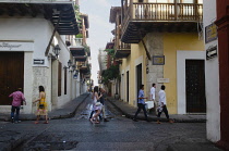 Colombia , Street scene in 'Getsemani' old city of Cartagena.