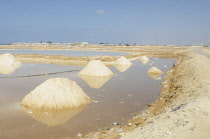 Colombia, La Guajira, Salt mounds at the Manaure salt flats.