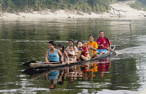 Colombia, Piraparana, Tukano indians returning to Piedra Ni.