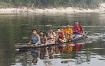 Colombia, Piraparana, Tukano indians returning to Piedra Ni.