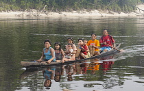 Colombia, Piraparana, Tukano indians returning to Piedra Ni.