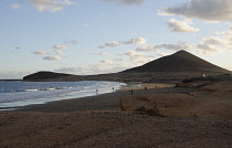 Spain , Tenerife, El Medano, Playa de la Tejita and El Medano mountain.