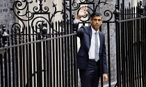 England, London, Westminster, 25th October 2022, New Prime Minister Rishi Sunak on the steps of number 10 Downing Street as he takes over from Liz Truss.