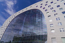 Netherlands, Rotterdam, The Markthal or Market Hall which is a residential and office building with a market hall underneath, west facade.