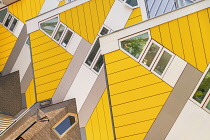 Holland, Rotterdam, The Cube Houses, an innovative housing development where each house is a cube tilted over by 45 degrees, designed by Dutch architect Piet Blom and bult between 1977 and 1984, Abstr...