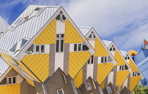 Holland, Rotterdam, The Cube Houses, an innovative housing development where each house is a cube tilted over by 45 degrees, designed by Dutch architect Piet Blom and bult between 1977 and 1984.