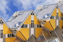 Holland, Rotterdam, The Cube Houses, an innovative housing development where each house is a cube tilted over by 45 degrees, designed by Dutch architect Piet Blom and bult between 1977 and 1984.