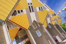 Holland, Rotterdam, The Cube Houses, an innovative housing development where each house is a cube tilted over by 45 degrees, designed by Dutch architect Piet Blom and bult between 1977 and 1984.