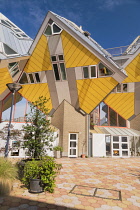 Holland, Rotterdam, The Cube Houses, an innovative housing development where each house is a cube tilted over by 45 degrees, designed by Dutch architect Piet Blom and bult between 1977 and 1984, a typ...