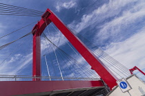 Holland, Rotterdam, Willemsbrug or William's Bridge, a cable stayed bridge built in 1981 spanning the Nieuwe Maas river and named after King Willem III of the Netherlands.