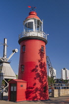 Holland, Rotterdam, The Maritime Museum, The Low Light of the Hook of Holland lighthouse that once stood at the Hook of Holland, but has since been dismantled and reassembled at the Rotterdam maritime...