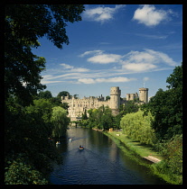 England, Warwickshire, Warwick, Fourteenth century castle overlooking the River Avon.