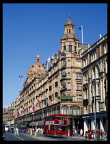 England, London, Exterior of Harrods store showing the 4 Royal Crests it no longer holds.