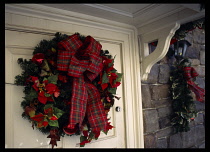 USA, Florida , General, Holly wreath on front door for Christmas.