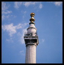 England, London, The Monument-to the Great Fire-Pudding Lane-viewing balcony.