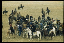 Afghanistan, General, Kirghiz men playing bushkhasi.