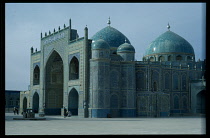 Afghanistan, Balkh Province, Mazar-e Sharif, Blue Mosque.  Exterior of fifteenth century mosque.