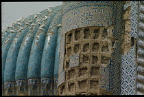 Afghanistan, Balkh, Detail of war damaged exterior of mosque.